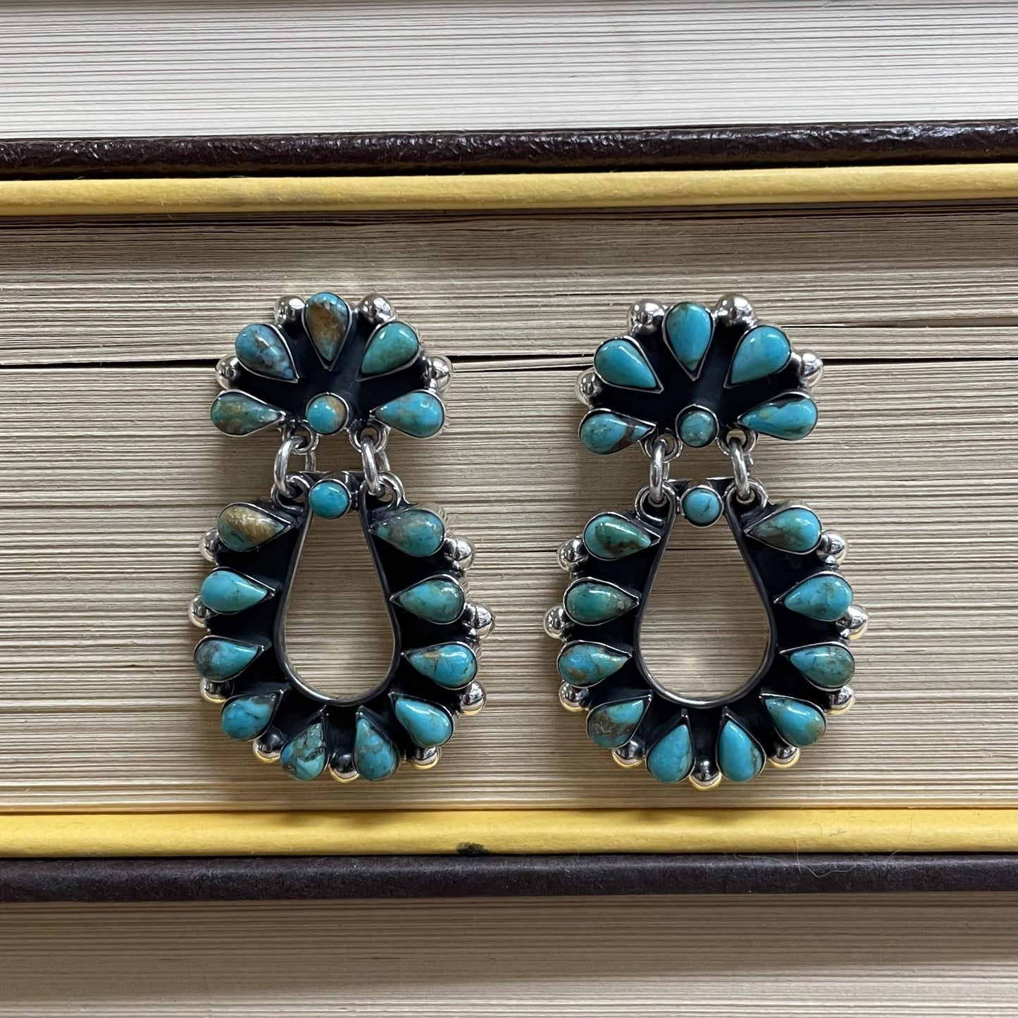 Turquoise Teardrop Cluster Earrings - Boho Sol