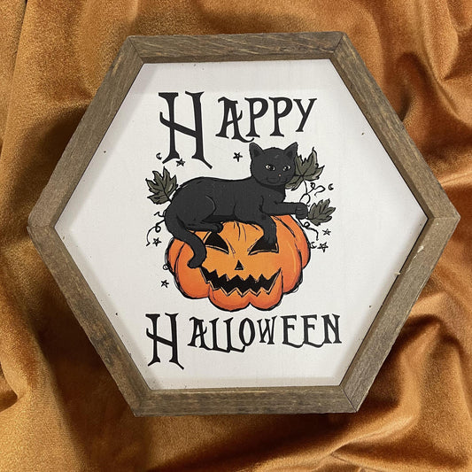 Happy Halloween Hexagon Sign