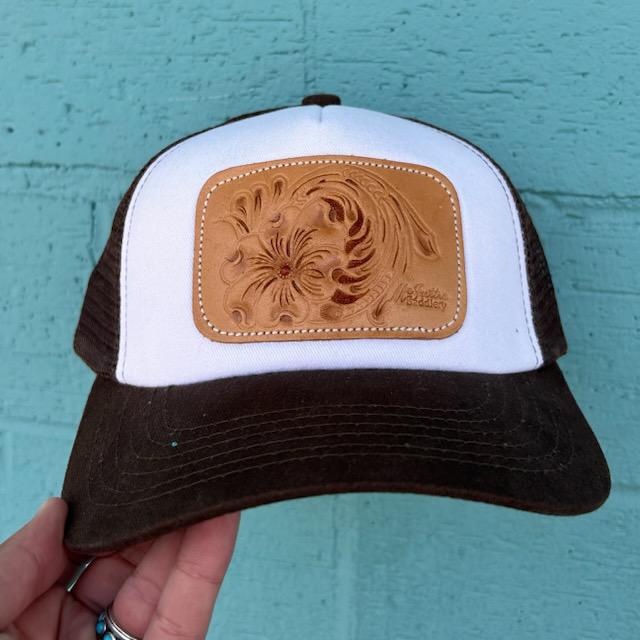 Floral Brown & White Hat- McIntire Saddlery