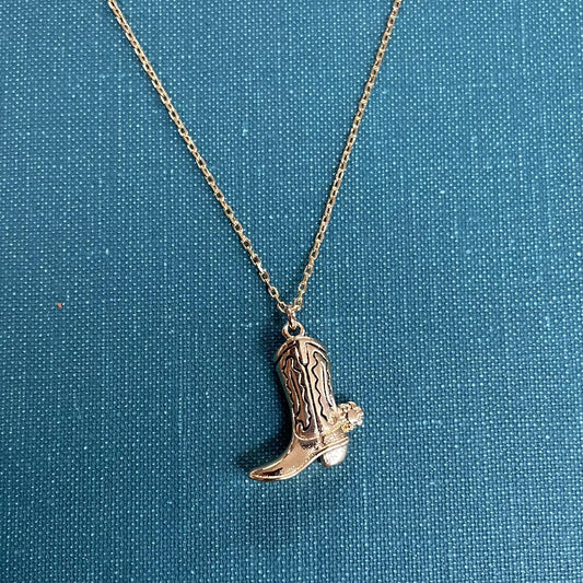 Gold Boot Pendant Necklace