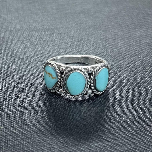 Triple Turquoise Oval Stacker Ring - Boho Sol