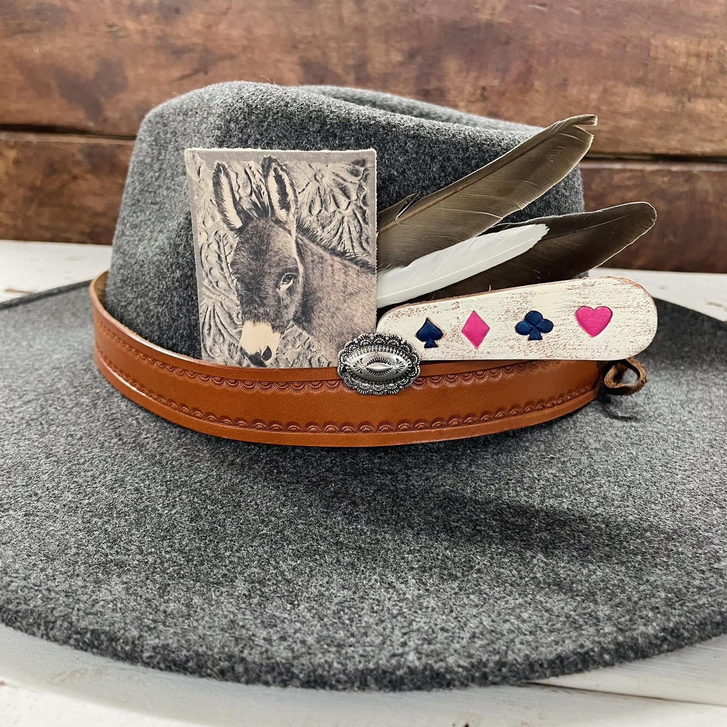 Pink & Navy Card Suite Hat Pick- McIntire Saddlery